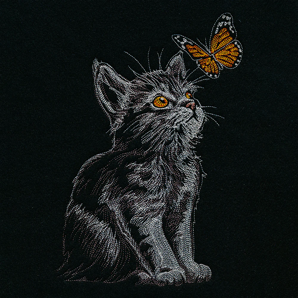 Majestic Gaze Kitten with Butterfly
